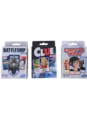 Hasbro Game Card Clue - Battleship - Guess Who - Lot Of 3 Card Games  New